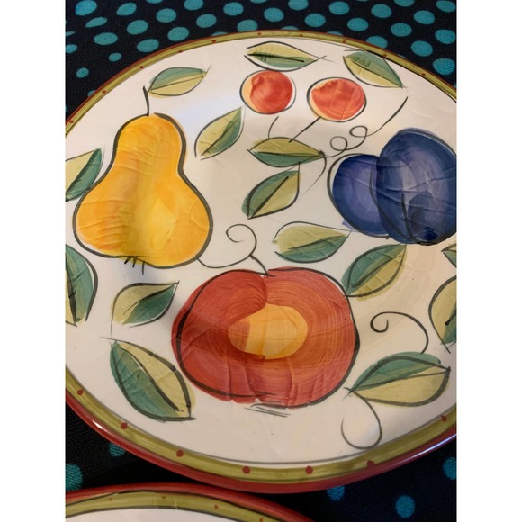 Tabletops gallery Ella 8” side plates set of 6 hand painted fruit colorful fruit - Picture 4 of 11